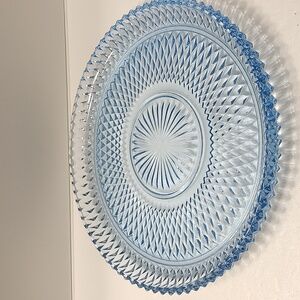 Diamond Point Ice Blue by Indiana Glass Torte Plate Cake Platter